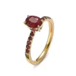 Pierścionek złoty z rubinem i granatami